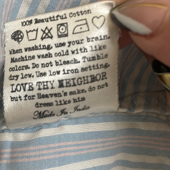 Descendant of Thieves Blue White Pink Stripes shrt slv button down sz XXL GUC - Picture 10 of 17